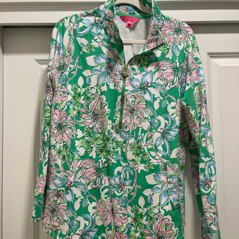 Lilly Pulitzer Green and Pink Floral Sweater